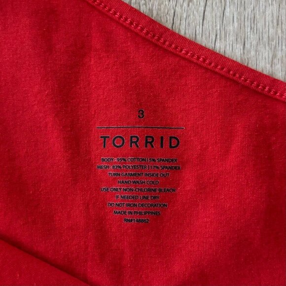 NWT Torrid Foxy One Shoulder Mesh Sleeve Red Top Womens Size 3X Bodycon Bold - Picture 4 of 11